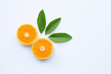 Fresh orange citrus fruit on white.