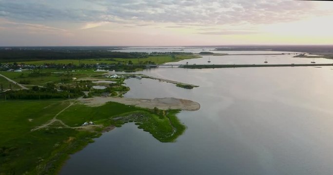 Beautiful view from the top of the river and sunset