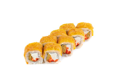 Japanese rolls on a white background isolated