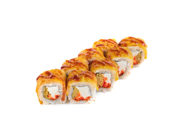 Japanese rolls on a white background isolated