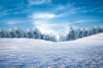 Winter background of free space and ice road 