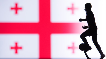 Georgia National Flag. Football, Soccer player Silhouette