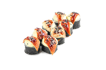Japanese rolls on a white background isolated