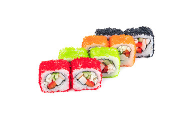 Japanese rolls on a white background isolated