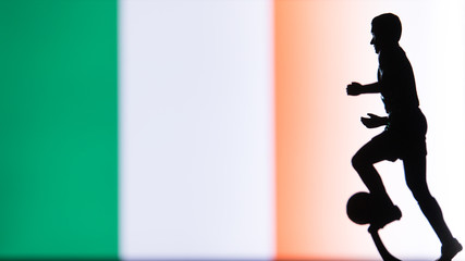 Ireland National Flag. Football, Soccer player Silhouette