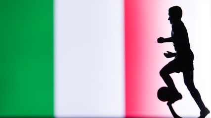 Italy National Flag. Football, Soccer player Silhouette