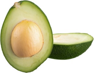 Avocado slice with seed standing up