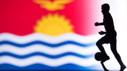 Fototapeta na wymiar Kiribati National Flag. Football, Soccer player Silhouette