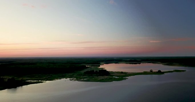 Beautiful view from the top of the river and sunset