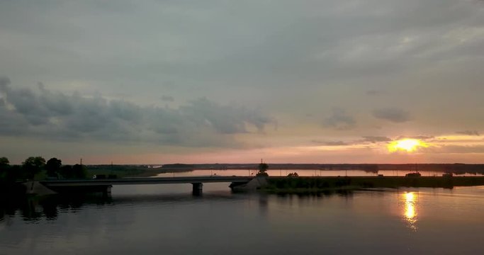 Beautiful view from the top of the river and sunset