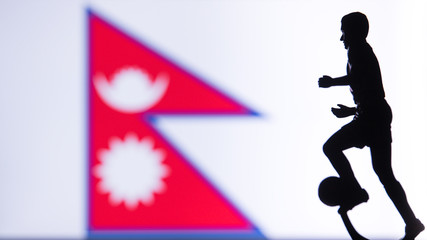 Nepal National Flag. Football, Soccer player Silhouette
