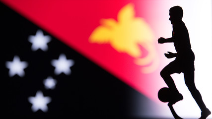 Papua New Guinea National Flag. Football, Soccer player Silhouette