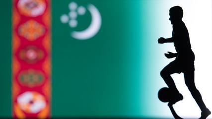 Turkmenistan National Flag. Football, Soccer player Silhouette