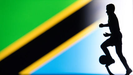 Tanzania National Flag. Football, Soccer player Silhouette