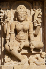Erotic sculptures at Vishvanatha Temple at the  Western temples of Khajuraho in Madhya Pradesh, India. UNESCO World heritage site.