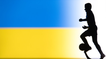 Ukraine National Flag. Football, Soccer player Silhouette