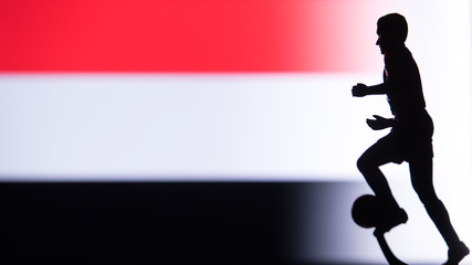 Yemen National Flag. Football, Soccer player Silhouette