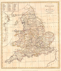 Fototapeta na wymiar 1799, Clement Cruttwell Map of England
