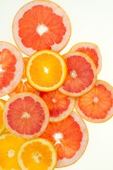 Slices of oranges and grapefruit