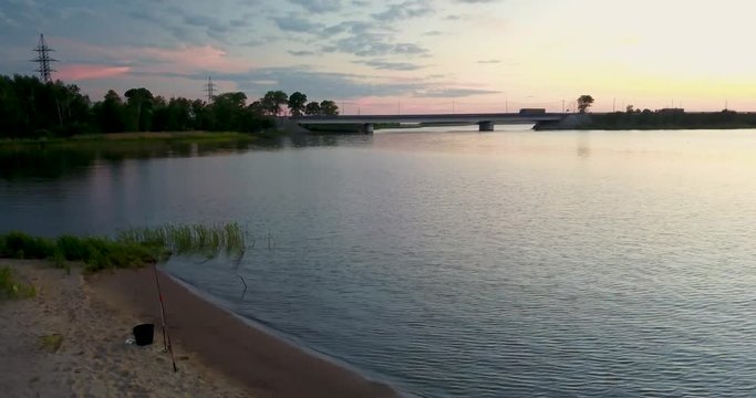 Beautiful view from the top of the river and sunset