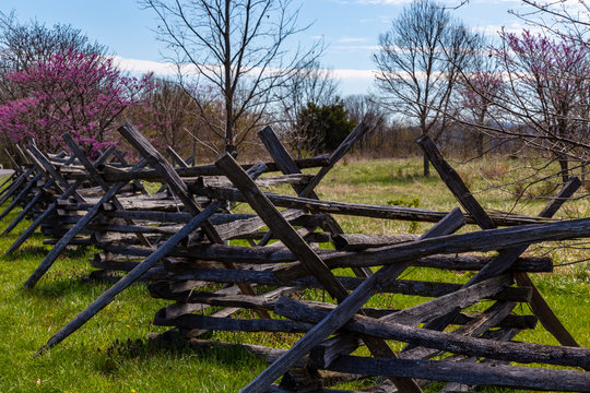 Split rail fencing on the Antietam Battlefield