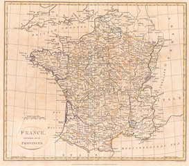Fototapeta na wymiar 1799, Clement Cruttwell Map of France in Provinces