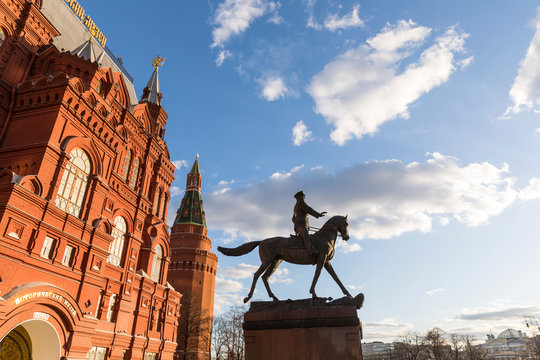 Russia, Moscow, Equestrian statue of Marshal Zukhov