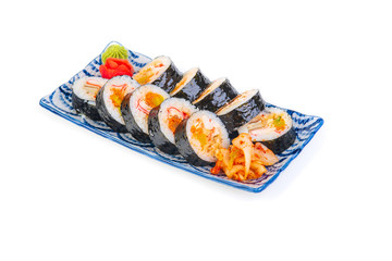 Korean rolls on a white background