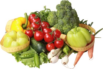 Healthy Food Wrapped in a Tape Measure