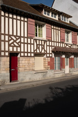Obraz premium Typical half-timbered houses in Ouistreham, Normandy, France