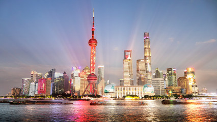 Naklejka premium Long October vacation day of the long holidays in Shanghai on October, the streets of Shanghai, China