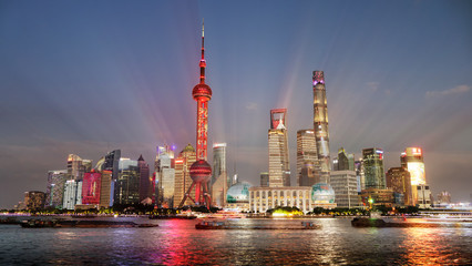 Fototapeta premium Long October vacation day of the long holidays in Shanghai on October, the streets of Shanghai, China