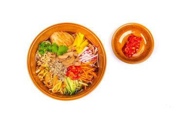 Korean kimchi soup on a white background