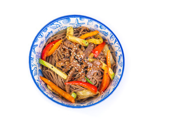 Korean dish with meat on white background