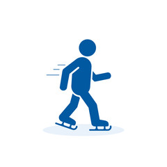 Skater Icon, Skating Man Silhouette Icon. Winter Sport Vector Illustration