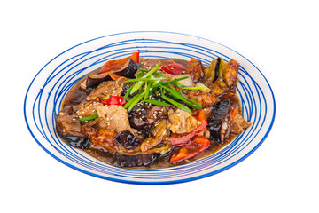 Korean dish with meat on white background