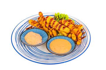 Korean dish with meat on white background