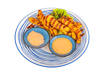 Korean dish with meat on white background