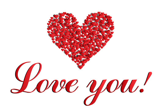 Red hearts background with text Love you and free blank space for your text. Valentines Day EPS vector background