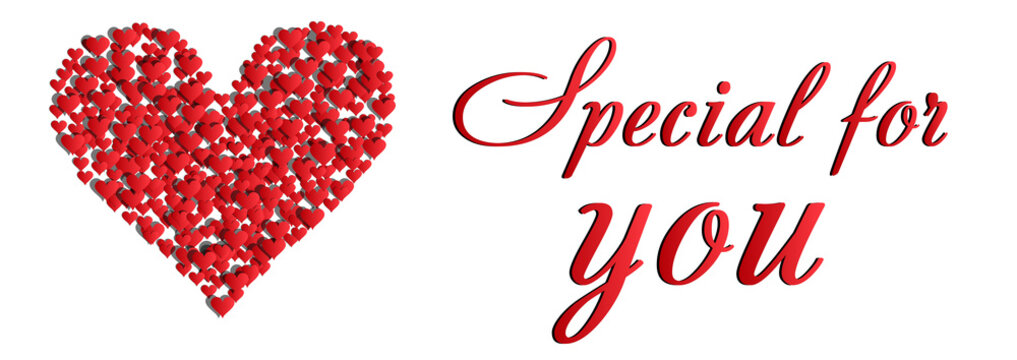 Red hearts background with text Special for you and free blank space for your text. Valentines Day EPS vector background