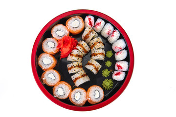 set Korean rolls on a white background