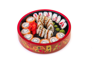 set Korean rolls on a white background