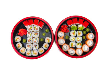 set Korean rolls on a white background