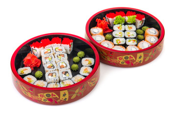 set Korean rolls on a white background