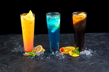 cocktails on a black background