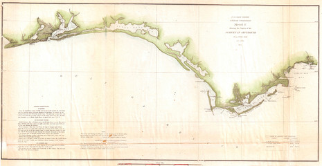 1852, U.S. Coast Survey Map of the Florida Panhandle