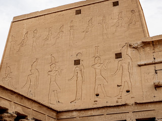 The thick walls of Temple of Horus also known as Temple of Edfu / Idfu