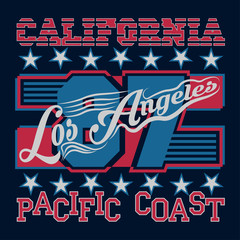 Naklejka premium California t-shirt, Los Angeles Athletics, typography stamp,