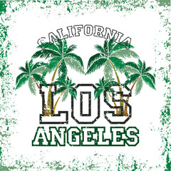 Fototapeta premium Los Angeles palm beach, typography stamp, California t-shirt