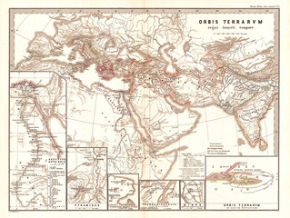 Fototapeta na wymiar 1865, Spruner Map of the World under the Assyrian Empire